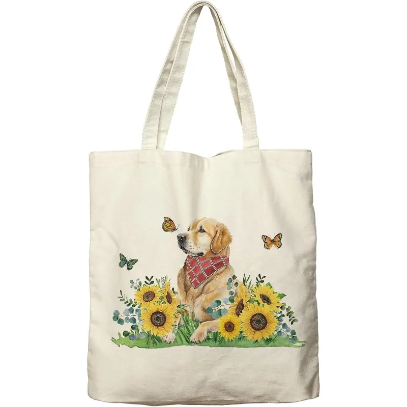 

Sunflower and Eucalyptus Tote Bag Canvas large size bags foldable reusable bag shopping bag logo