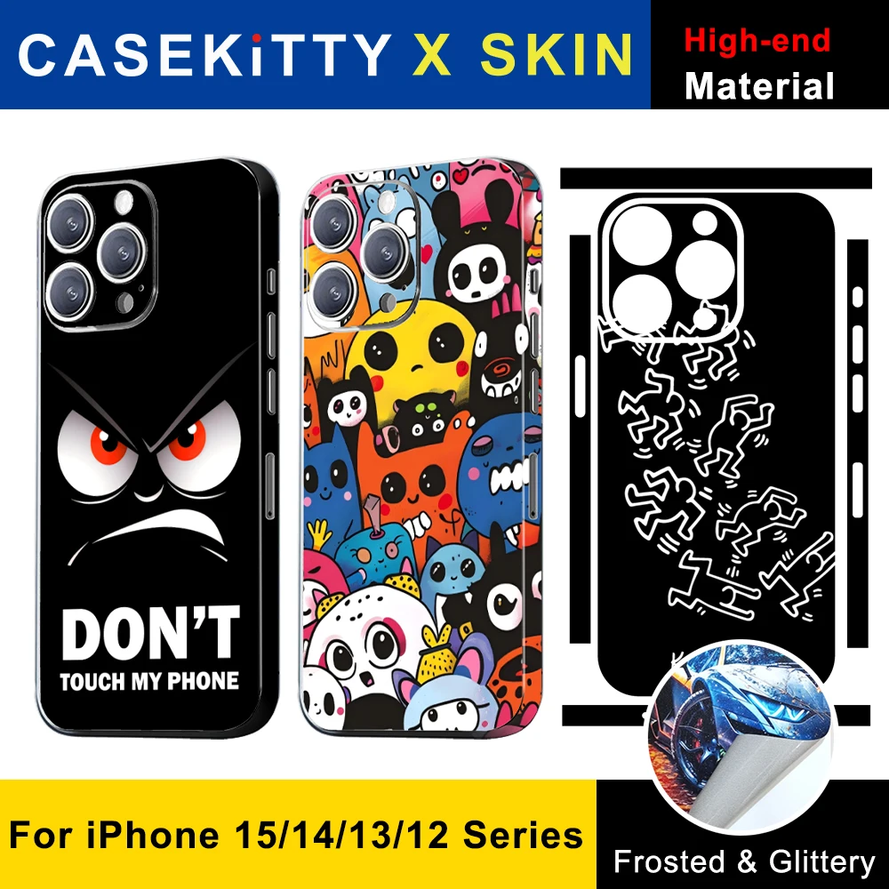 CASEKiTTY Skin Sticker For iPhone 14 Pro Max Back Film 15 Plus 12 13 Mini Protective Decal Wrap Side Frame Screen Full Protector