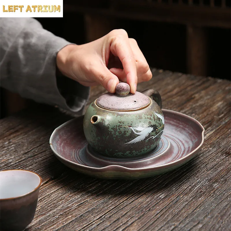 Japanese style Rusty Glazed Ceramic Teapot Creative Office Coarse Pottery Pu erh Teapot Tea Ceremony Kung Fu Tea Set Accessories