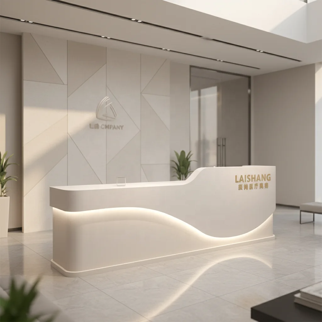 YS-0105 Best Selling Luxury Modern Reception Desk Reception Counters with LED Light for Hair Salon Beauty Salon Hotel Gym School