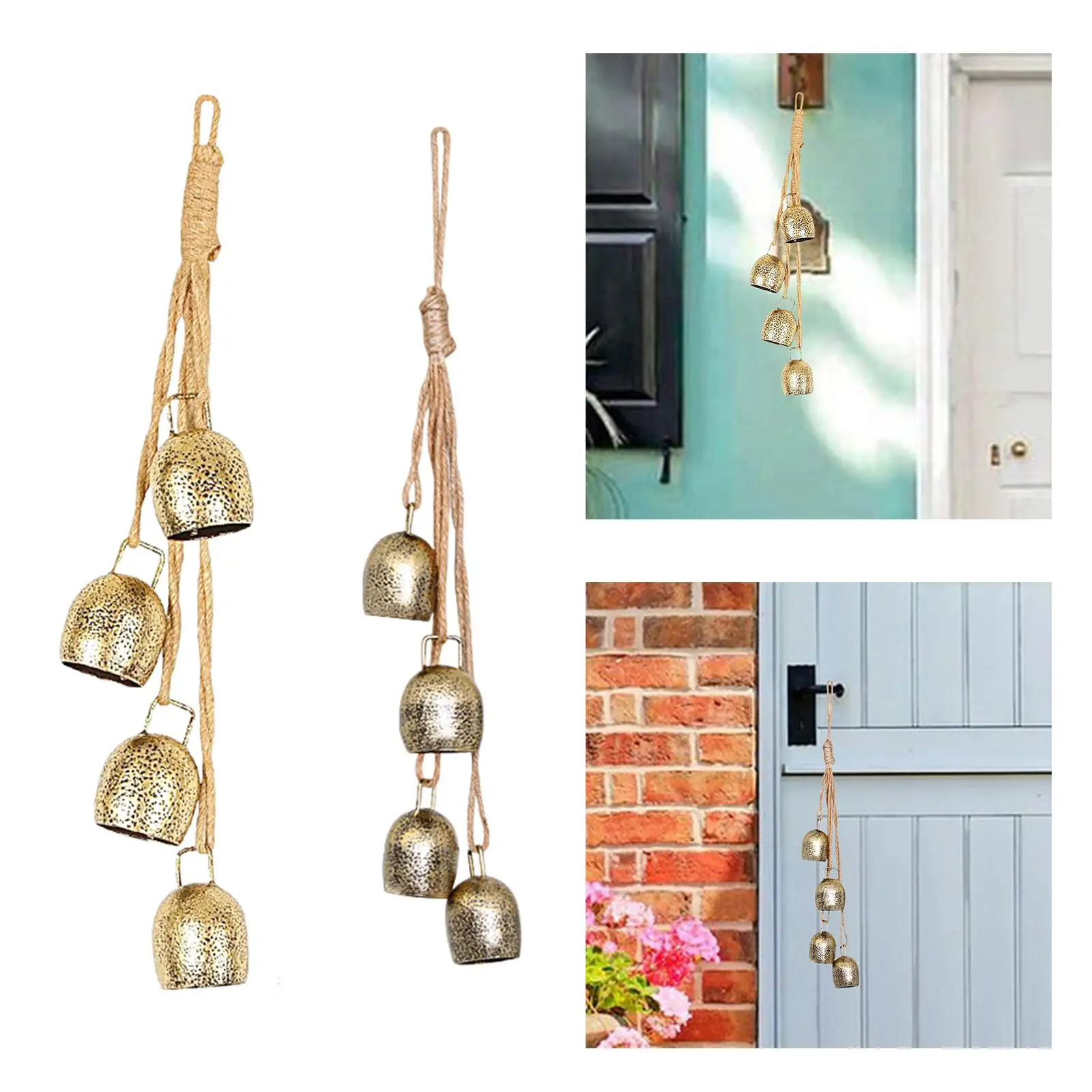 

Shabby Chic Bells Decoration Christmas Ornament with 4 Bells Christmas Bells for Party Favors Bedroom Outdoor Holiday Indoor