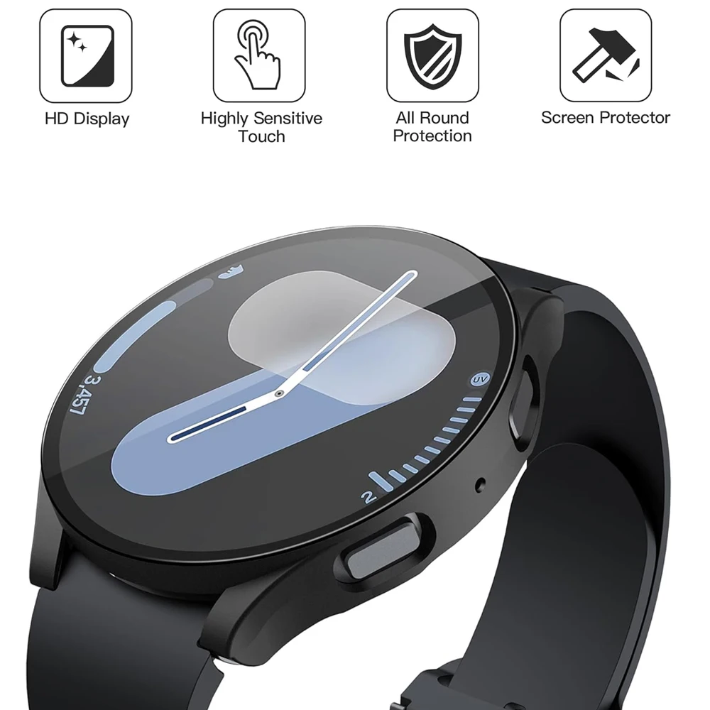 PC Matte Case for Samsung Galaxy Watch 7 40mm 44mm Screen Protector Full Bumper Protective Cover for Galaxy Watch7Tempered Glass