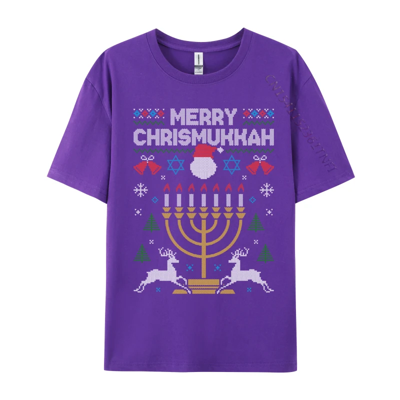 Merry Chrismukkah Happy Hanukkah Jew Ugly Christmas Sweater T-Shirts Tops Shirt New Year Day Combed Cotton Tee-Shirt Men T-Shirt