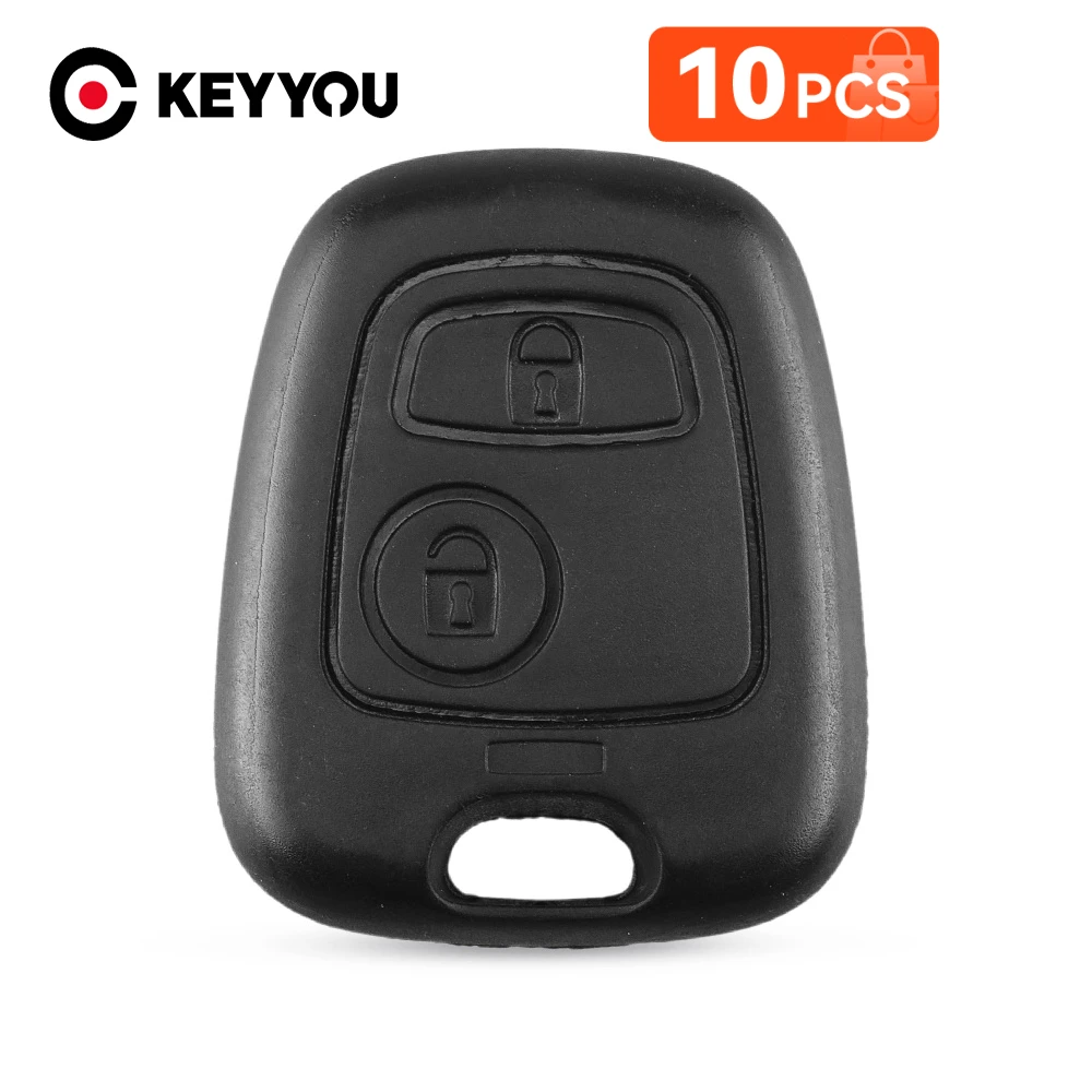 

KEYYOU, 10 шт., 2 кнопки, оболочка для автомобильного ключа, аксессуары для Toyota AYGO, для Peugeot 307, 107, 207, для Citroen C1, C2, C3, без лезвия