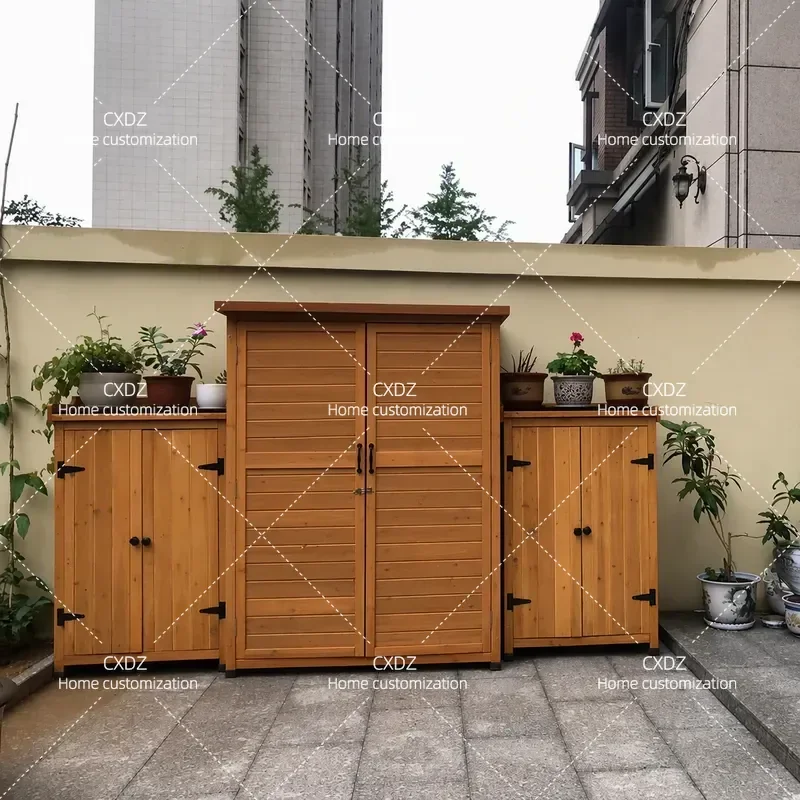 Outdoor Balcony Storage Cabinet Large Rainproof Sunscreen Locker Weather Resistant Storage Box for Patio Garden Yard