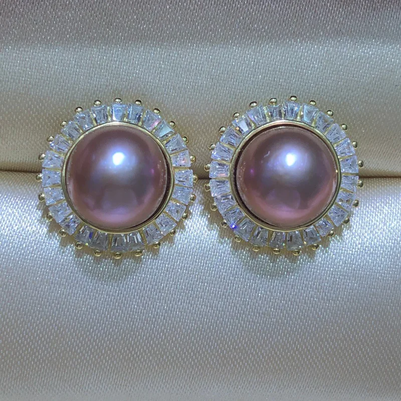 S925 Sterling Silver Earrings Mount Findings Settings Base Mounting Parts Accessory Fittings for 10-11mm Pearls
