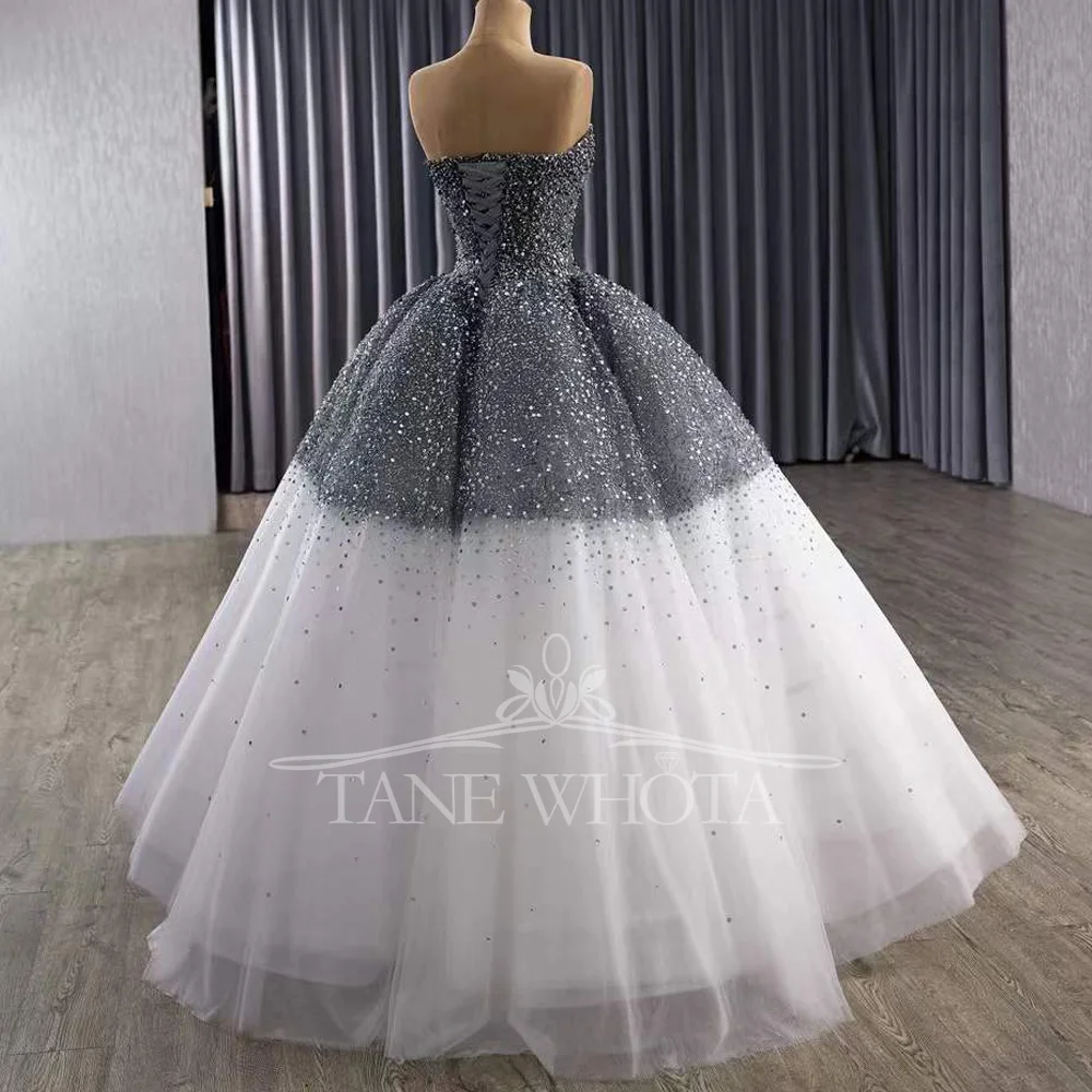 Abito da sera senza spalline senza maniche con perline e paillettes da donna Abito per occasioni speciali personalizzabile con lacci sul retro