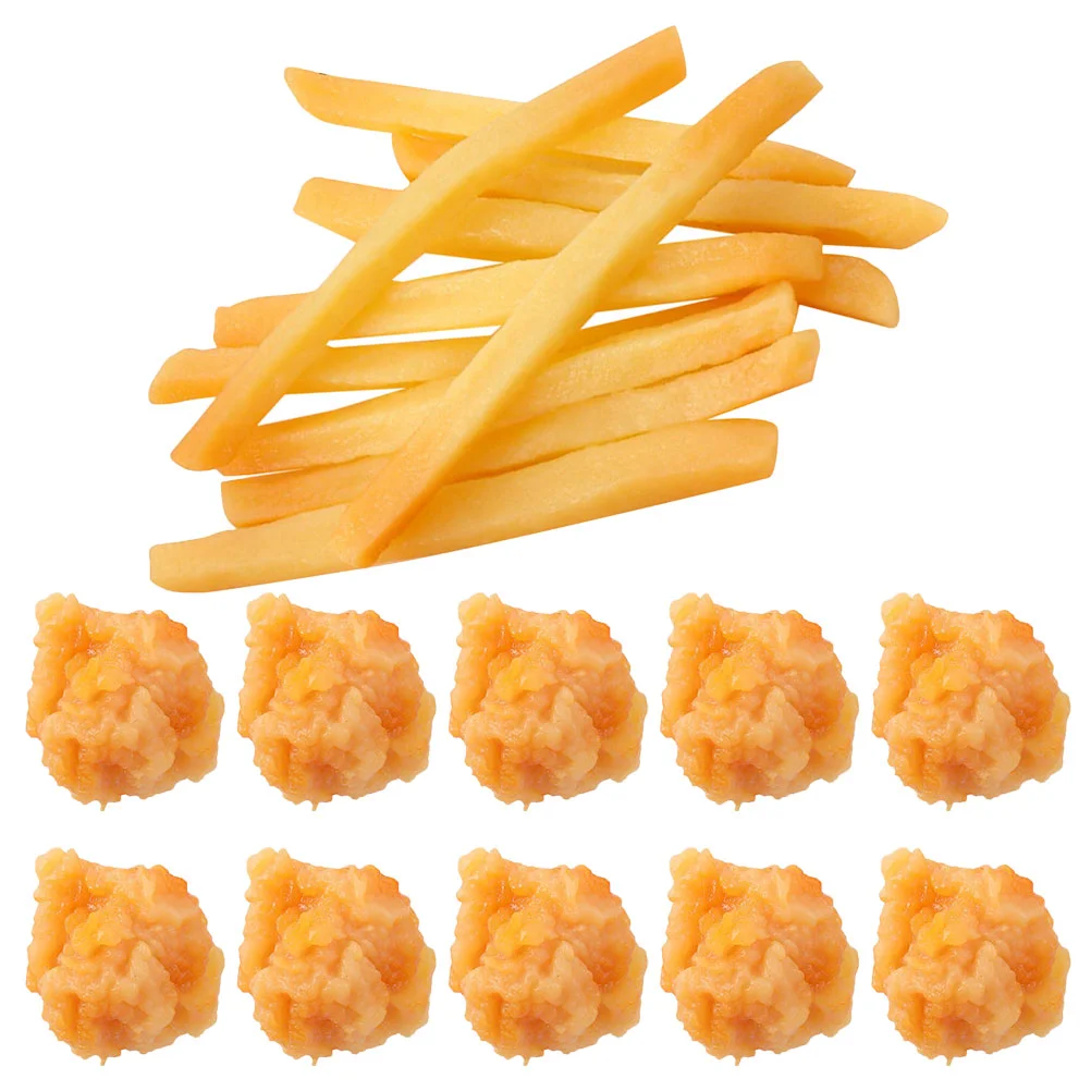 Modelo de aperitivo de 20 Uds., decoración de patatas fritas falsas, patatas fritas de aspecto realista para cocina, comida Artificial, palomitas de maíz de pollo de simulación