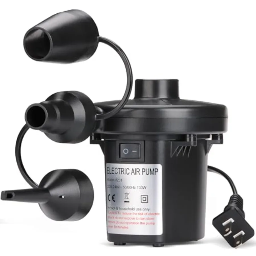 

Electric Air Pump for Pool Inflatable, AC/110V 130w - Quick Fill Air Bed Pump with 3 Nozzles, Air Mattress Pump inflator for Sw