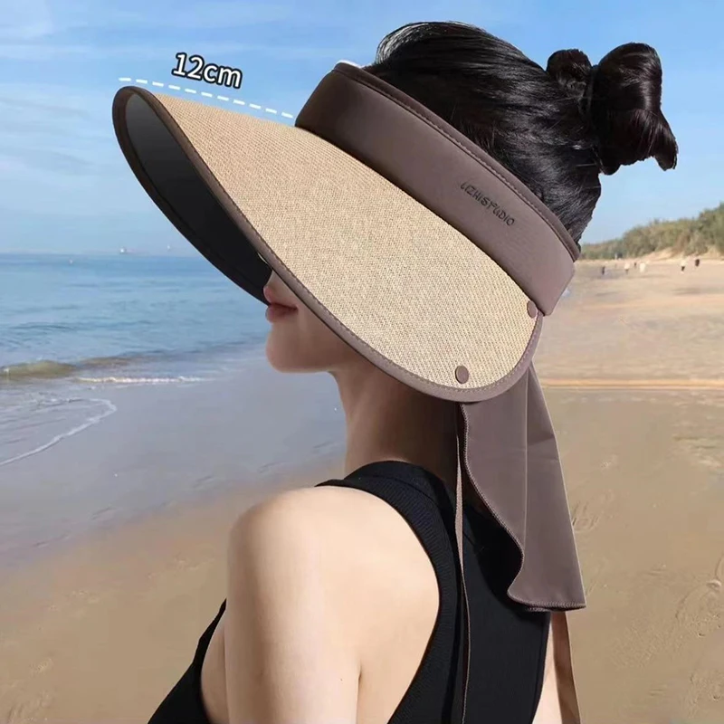 

New Protect Neck Summer Hats Fashion Anti-uv Detachable Shawl Sunscreen Ponytail Cap Wide Brim Agricultural Work Hat Outdoor