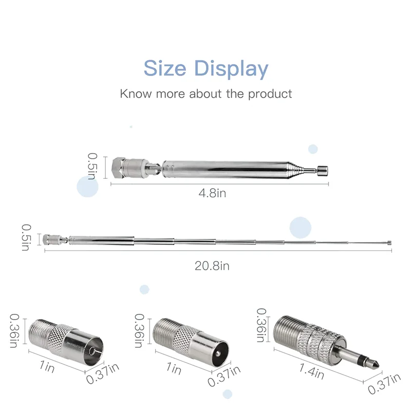 

Y45A-FM Radio Antenna Replacement Telescopic Screw F Type Male Plug Connector Adapter For AV Stereo Receiver Home Amplifier