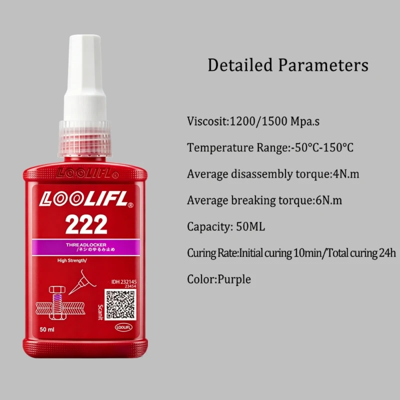 50ml Schraubensicherungsmittel 222 242 243 262 263 271 272 277 290 Blau Mittlere Festigkeit, Rot Hochfeste Schraubenklebstoffe, Gewindedichtmittel, Anaerobes Klebstoff, Anti-Lockerungsmittel – Detail 2