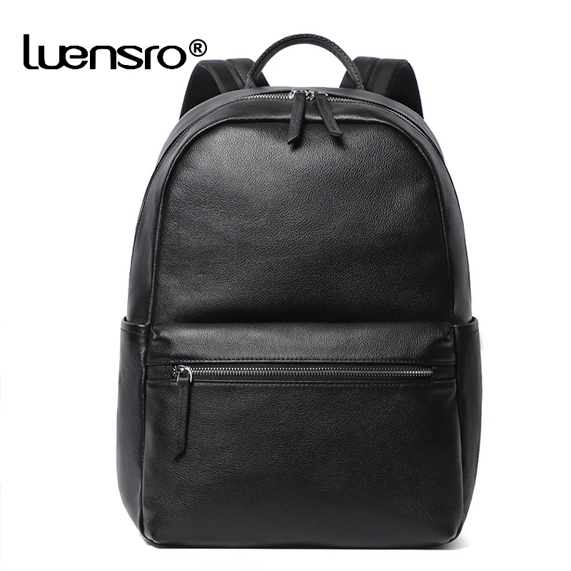 100% Genuine Leather Men Backpacks Fashion Real Natural Leather Student Backpack Boy Luxury Business 15.6 inch Laptop School Bag