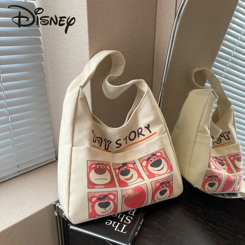Disney Strawberry Bear New Women's Bag High Quality High Capacity Fashion Handbag Cartoon Leisure Multifunctional Shopping Bag