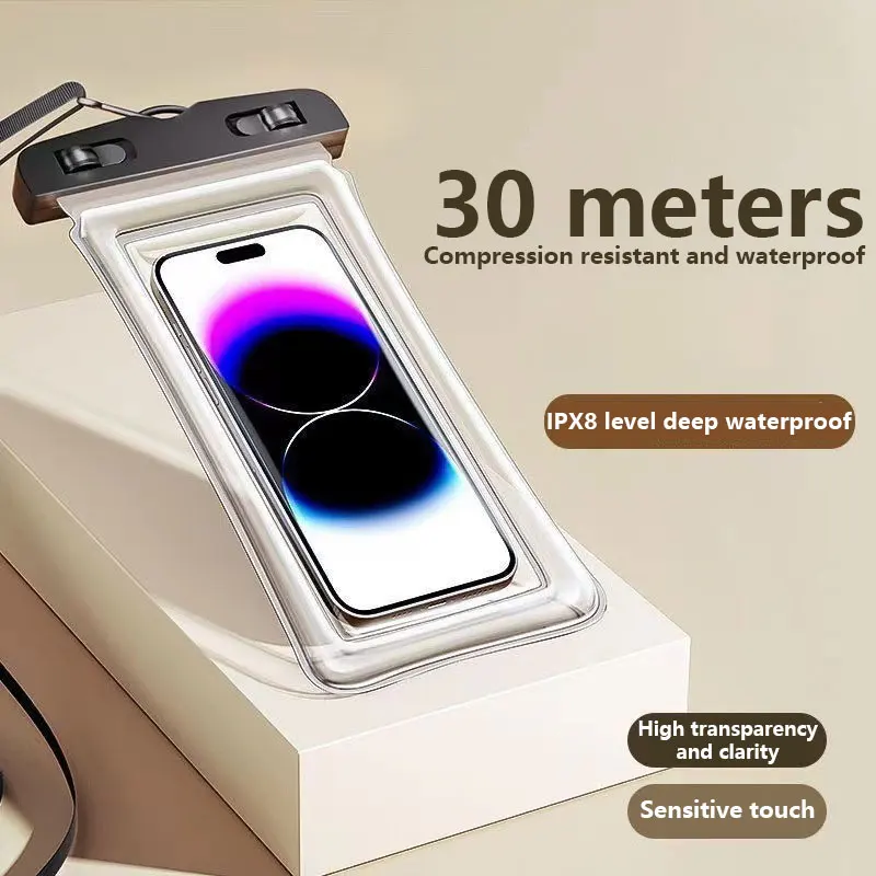 Floating Airbag Waterproof Cover Phone Case Touch Screen Outdoor Swimming Bag Lanyard Sealed Bag Under 7.0 inches For Swimming - view 5