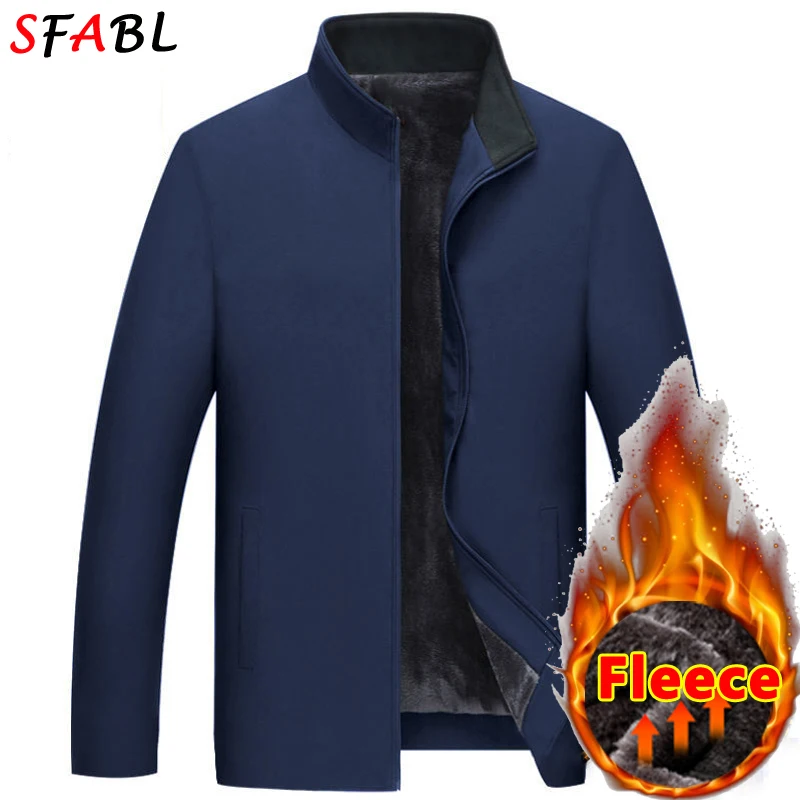 Dickes Futter Business Herren Winterjacke Herbst Winter Thermo Warm Herren Wintermäntel Neue Windschutz Freizeitjacke Solid Black
