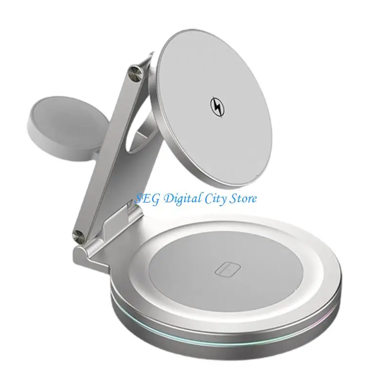 U75B Ratchet Sound Wireless Charging Stand 360 Rotating Foldable Metal Phone Holder