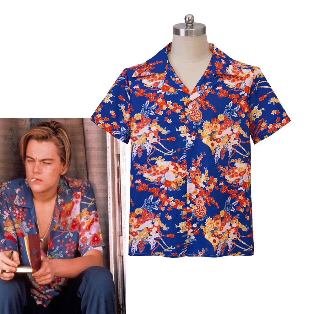 Movie Rom Hawaiian Shirt Cosplay Costume Leonardo Cos Dicaprio Flower Shirt Men's Summer Top Outfits