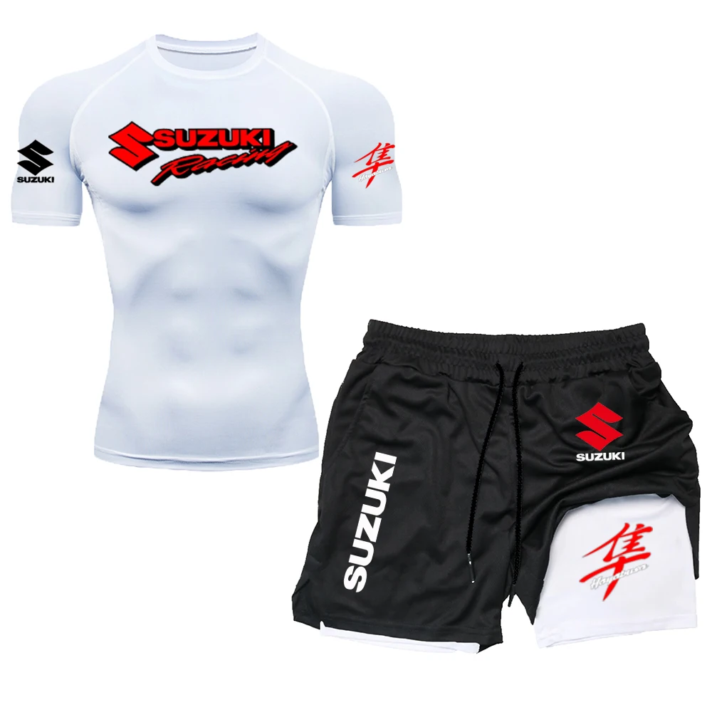 

The Four Seasons Men's fitness wear features a compressed Suzuki Hayabusa Logo, is Slim And Breathable, Suitable For Gym, Outdoo
