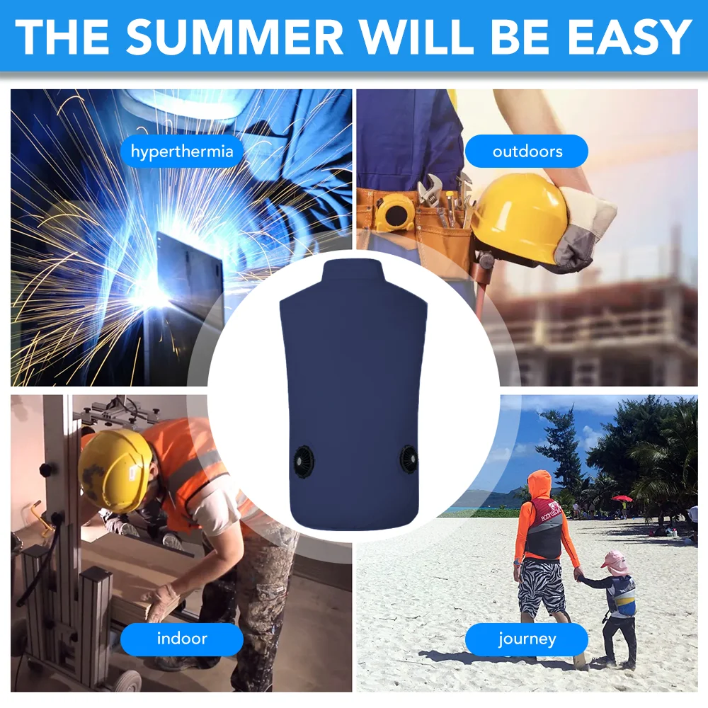 Men's Casual Fishing Vest Summer Cooling Fan Vest USB Rechargeable Air Conditioning Outdoor Clothing Workwear Breathable Vest - Image 3