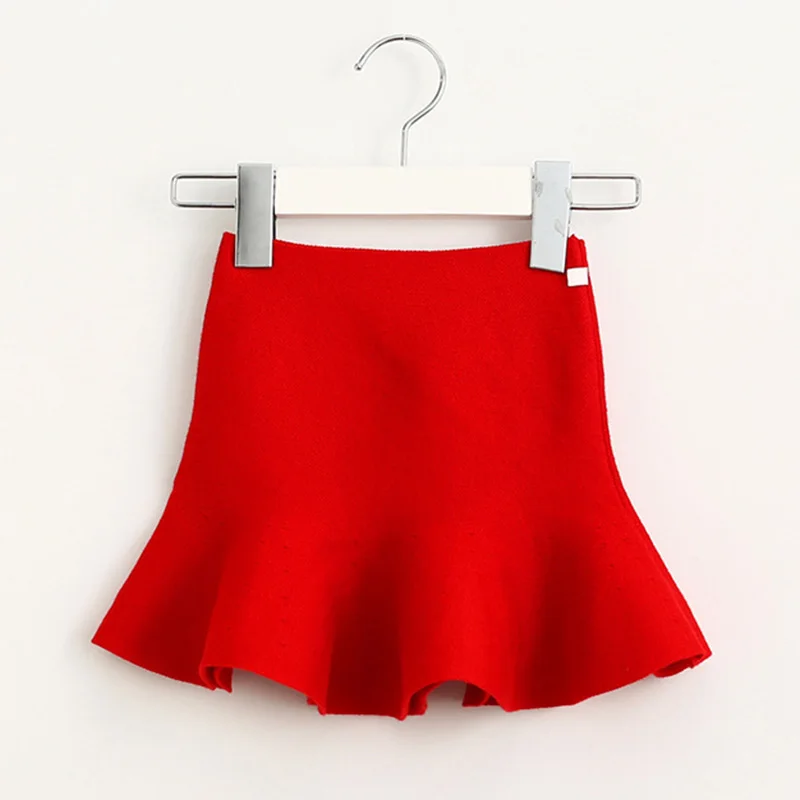 New Toddler Girls Trumpet Skirts 2023 Spring Autumn Quality Solid Color Knitted Petal Skirts for 2-8 Years Kids Fashion Outfit