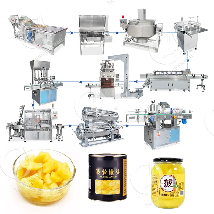 FOODLINE Customized Automated Pineapple Peeler Corer Cut Canning Labeling Machine Canned Fruit Process Line