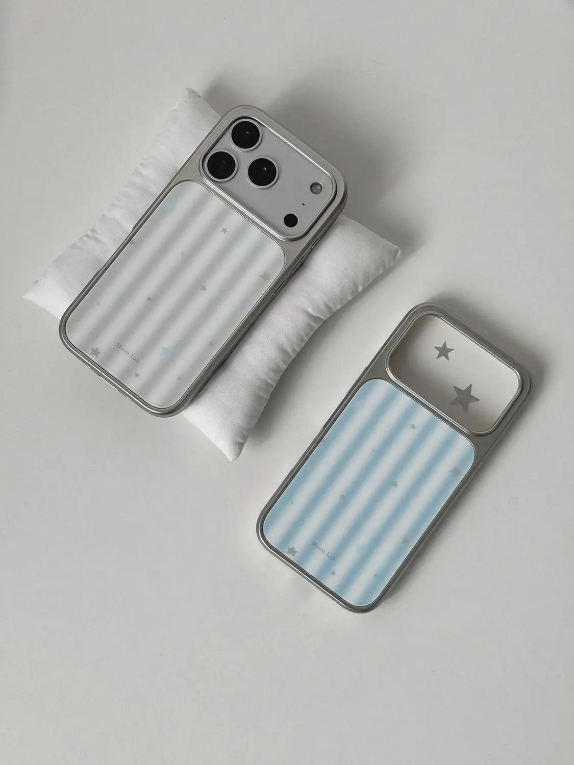 Advanced Blue Striped Stars Cute Simple Phone Case For Samsung Galaxy S23 S24 S25 S26 PLUS ULTRA FE EDGE Resin Casting Y2K Cover