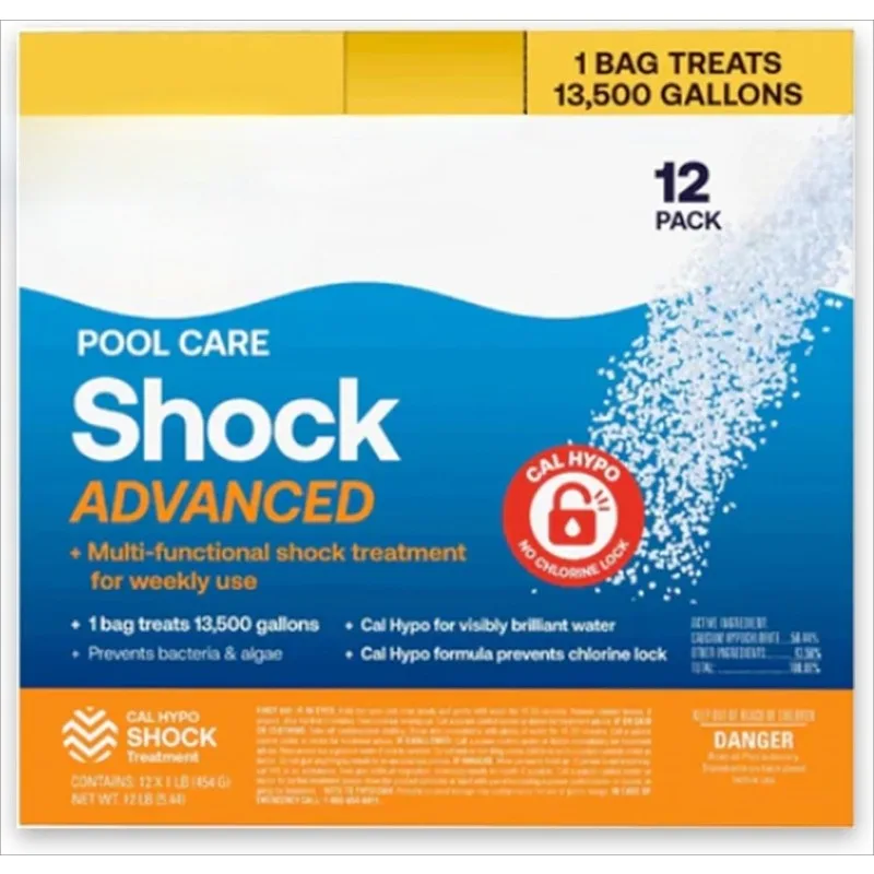 Cuidado de la piscina Shock Advanced, productos químicos para la piscina: fórmula Cal, previene bacterias y algas, restaura el cristalino