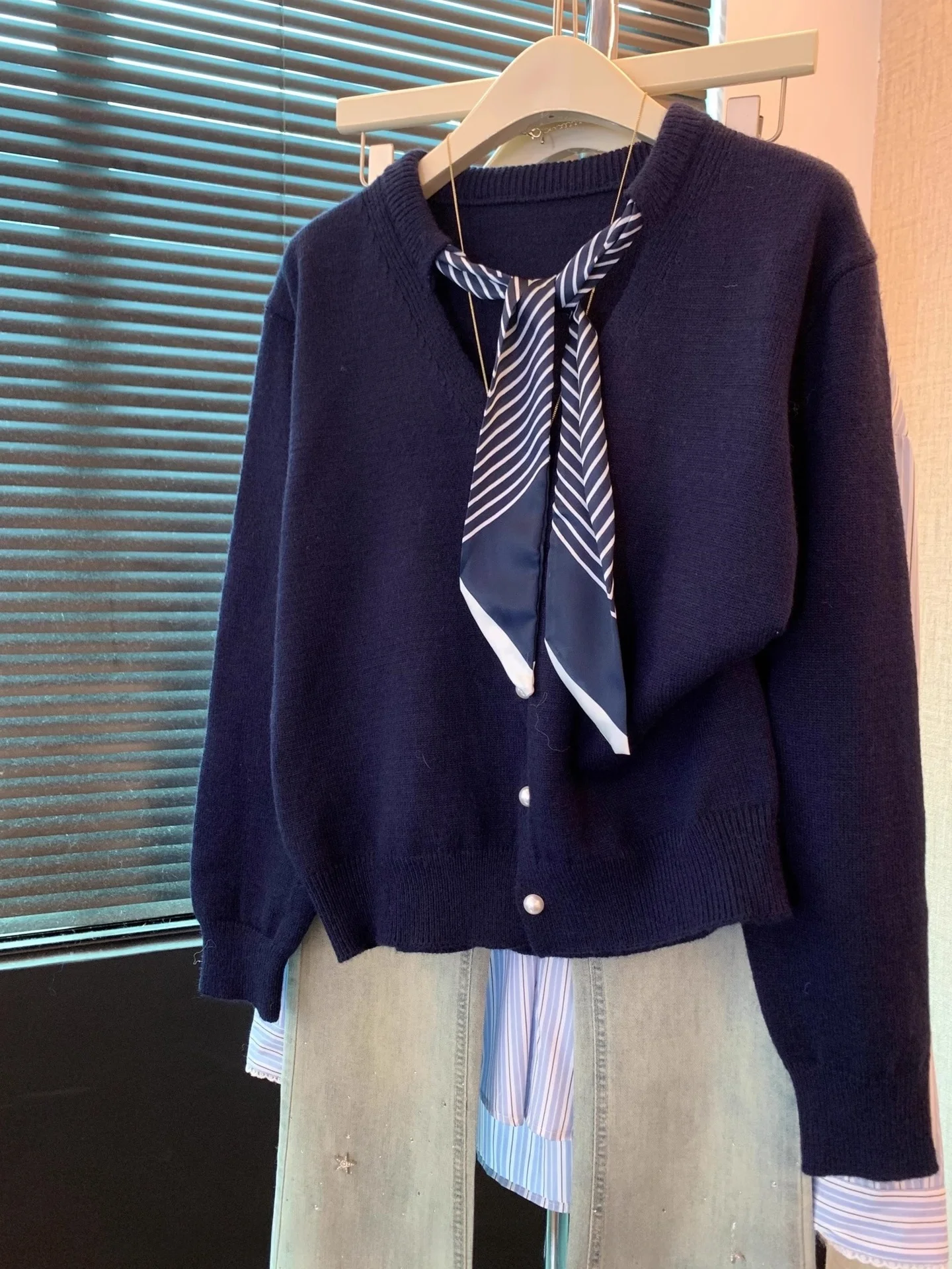 Gestreept gebreid lang Sve Base irt Luxury Sensation Casual Ele Autumn Season Faion Camere-vest voor dames