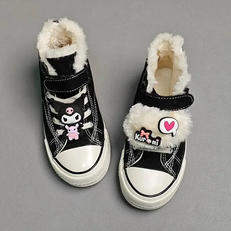 

Sweet Kuromi Anime Kawaii Cotton Shoes Cute Cartoon Children Sanrio Ins Warm Canvas Board Shoes Lovely Gifts for Girls