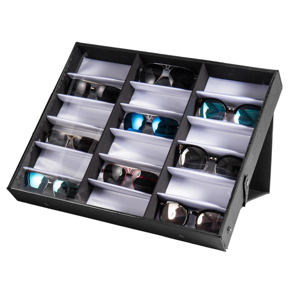 18 pcs Sunglasses Organizer Eyewear Display Storage Case Tray