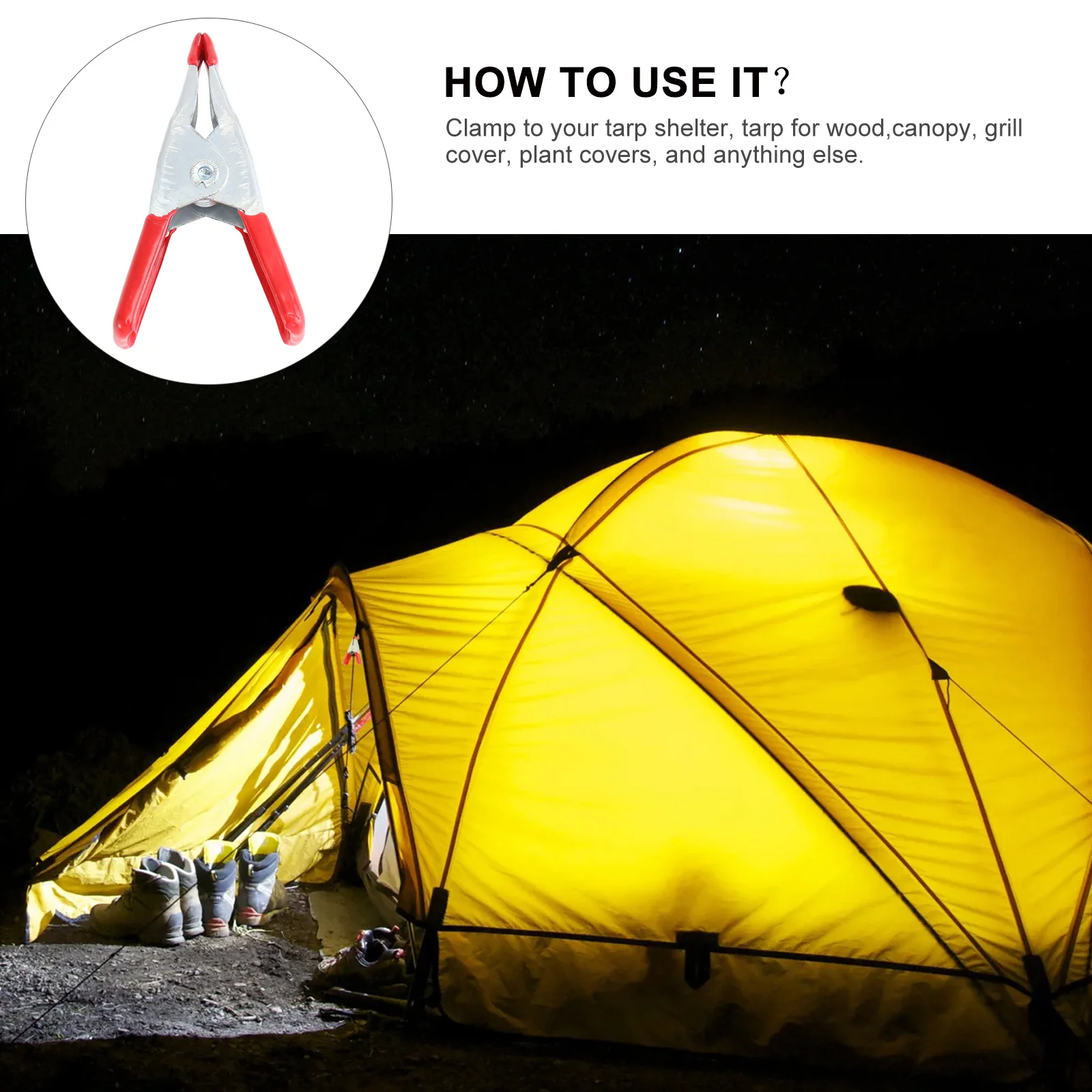 

8Pcs Strong Tent Clip for Camping Premium Spring Clamps Rubber Coated Grip Holders for Tarp Wood Plant Covers Outdoor Use 4Inch