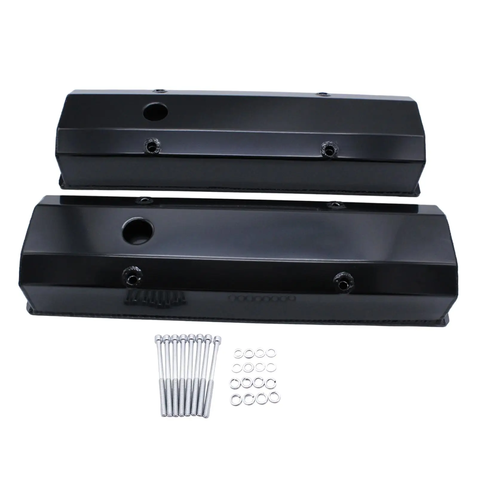 2x Valve Covers Repair Tall Valve Covers with Rings Spare Part Assembly Screws for Chevy SB 283 305 327 350 383 400 Engines