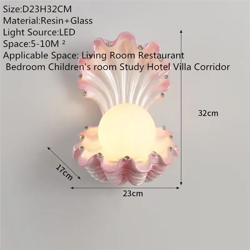 ULANI Contemporary Sea shells Wall Lamp Creative Living Room Bedroom Study Villa Hotel Children's Room Aisle Decoration Light