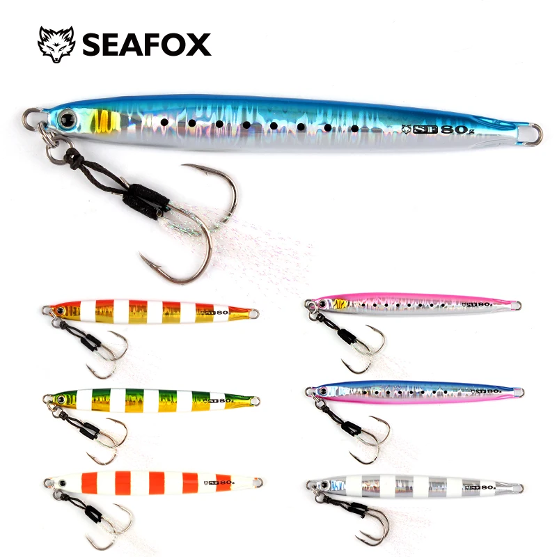 SF13New Metal Jig Shore Jigging 40 60 80  Fishing Lure Hard Bait Bass Spoon Fishing Bait Trout Jigging Lure Jigs Saltwater Lures