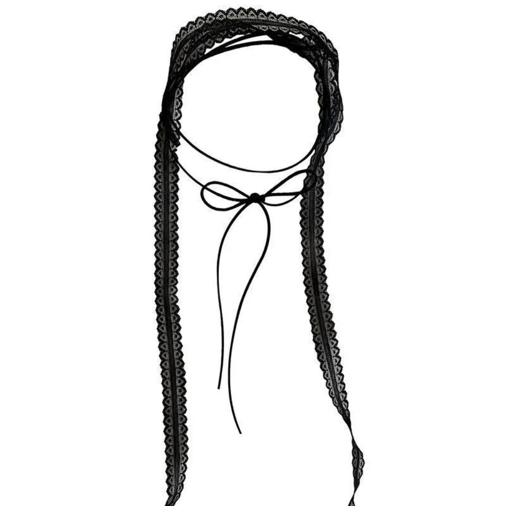 

New Gothic Lace Choker Necklace Layered Design Ballet Style Clavicle Chain Stacked Y2k Silk Scarf Women