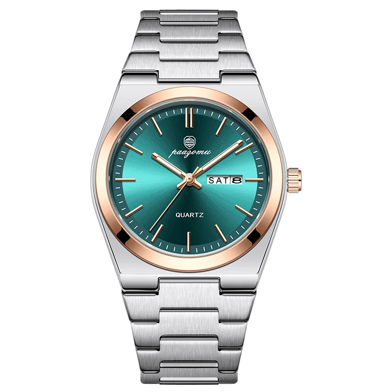 PAAZOMU Mode heren quartz horloge roestvrij staal waterdicht lichtgevende man horloge chronograaf datum multifunctionele horloges voor heren