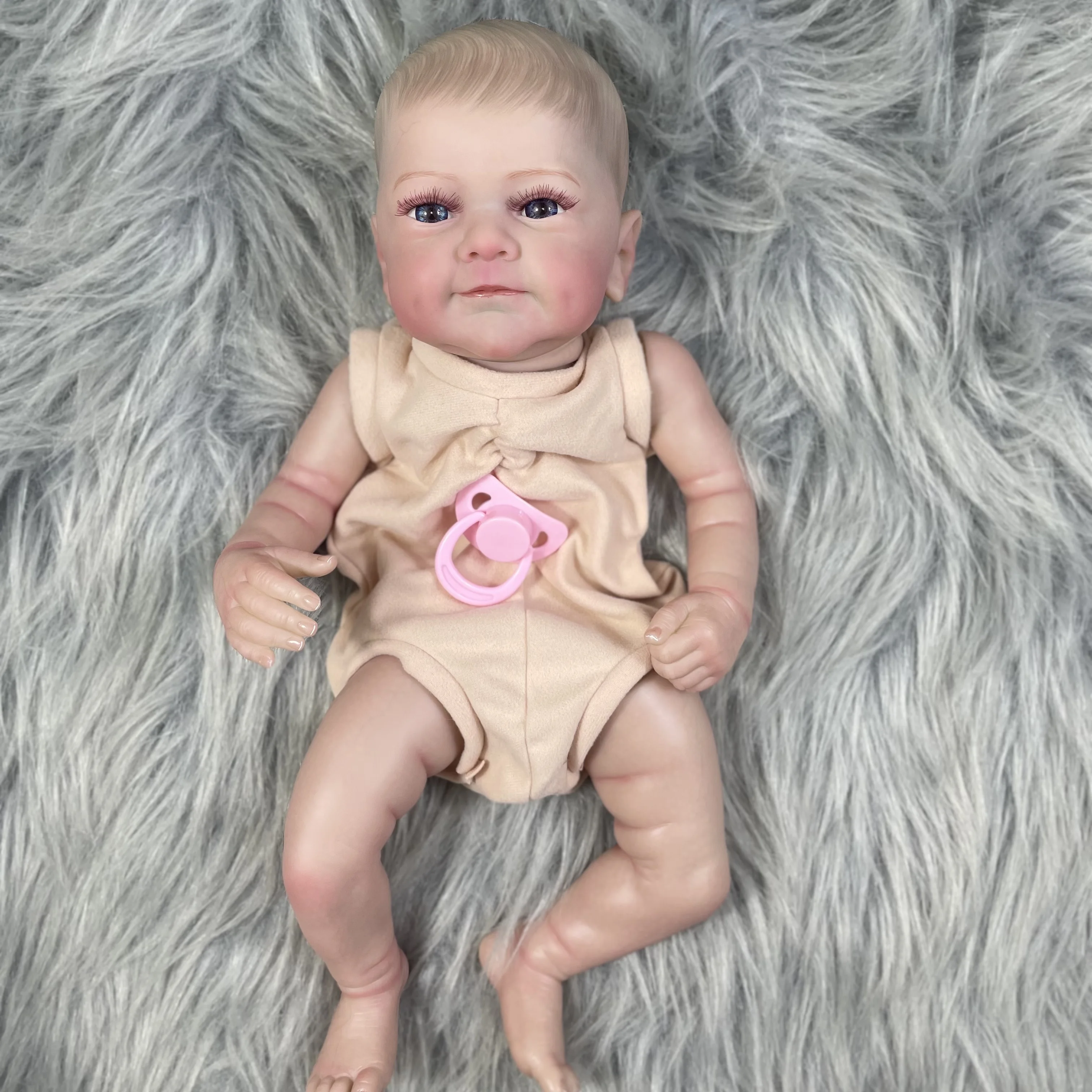 19 inch Already Painted Vinyl Reborn Doll Sanya Kit Lifelike Soft Touch Unfinished Doll Parts with Cloth Body and Eyelashes