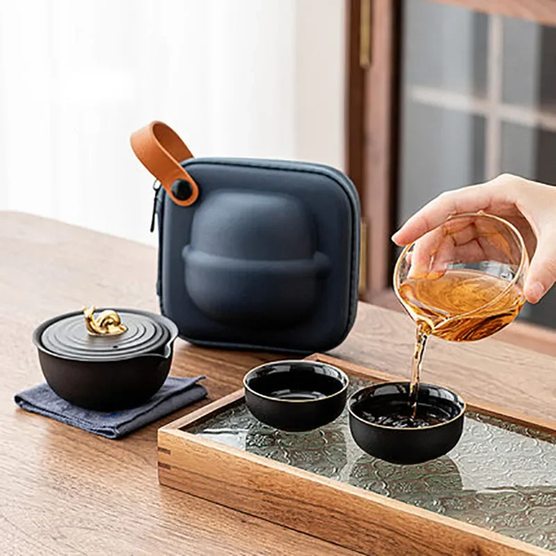 

Porcelain Gaiwan Tea Set Teapot Infuser Kung Fu Travel Office Household Chinese Tea Ceremony Set 1 Pot 2 Cup