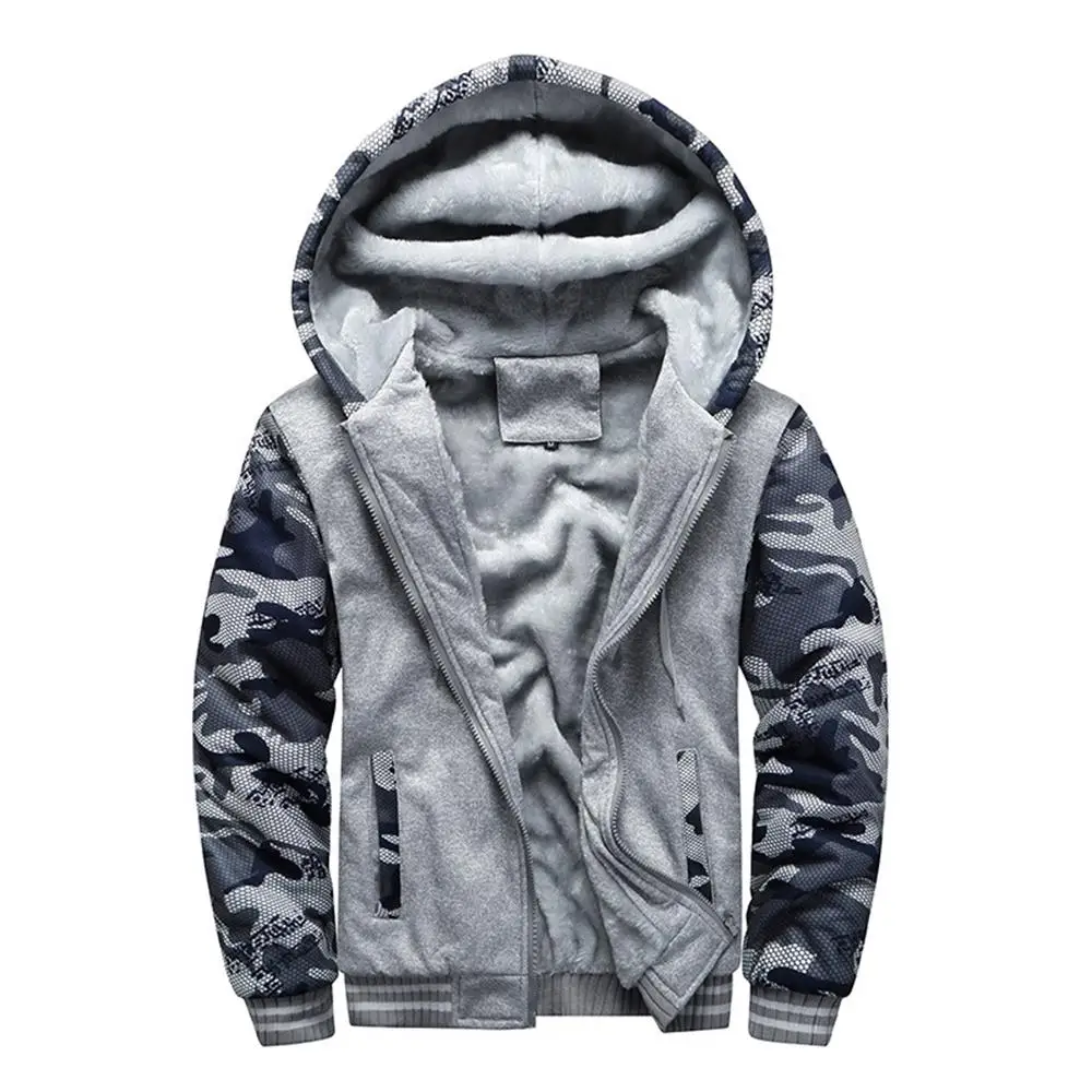 Männer Winter Jacke Camouflage Verdicken Jacken Mit Kapuze Fleece Langarm Unten Jacke Mann Casual Streetwear männer Kleidung – Detail 6