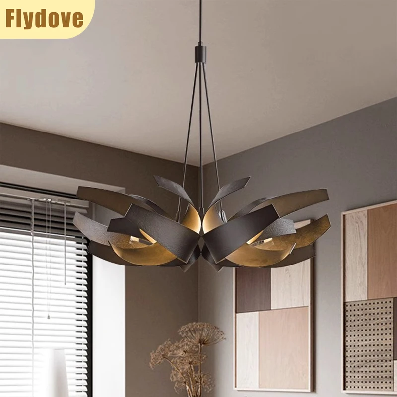

American Flower Shaped LED Restaurant Pendant Light Creative Light Luxury Living Room Indoor Lighting Decoration Ceiling Light