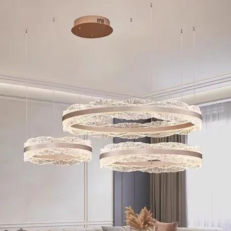 

LED Luxury Pendant Light Living Dining Room Bedroom Modern Upscale Acrylic Texture Suspension Lamp Home Decoration