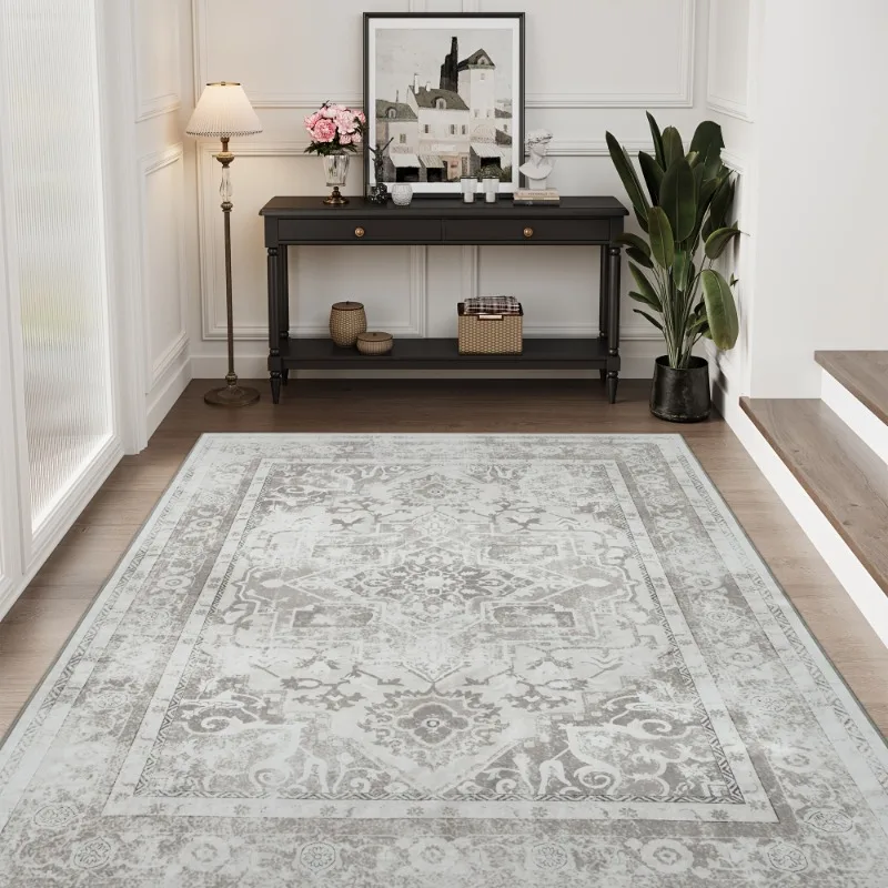 Vintage Mat Soft Washable for Living Room, Bedroom, Office - Durable Polyester, Large Area Mat Bedroom Decor, Elegant Home Decor