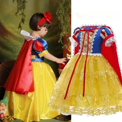 Girls Fancy Snow White Summer Dress Princess Dress Children Halloween Carnival Birthday Party Tulle Embroidery Dress Kid Costume