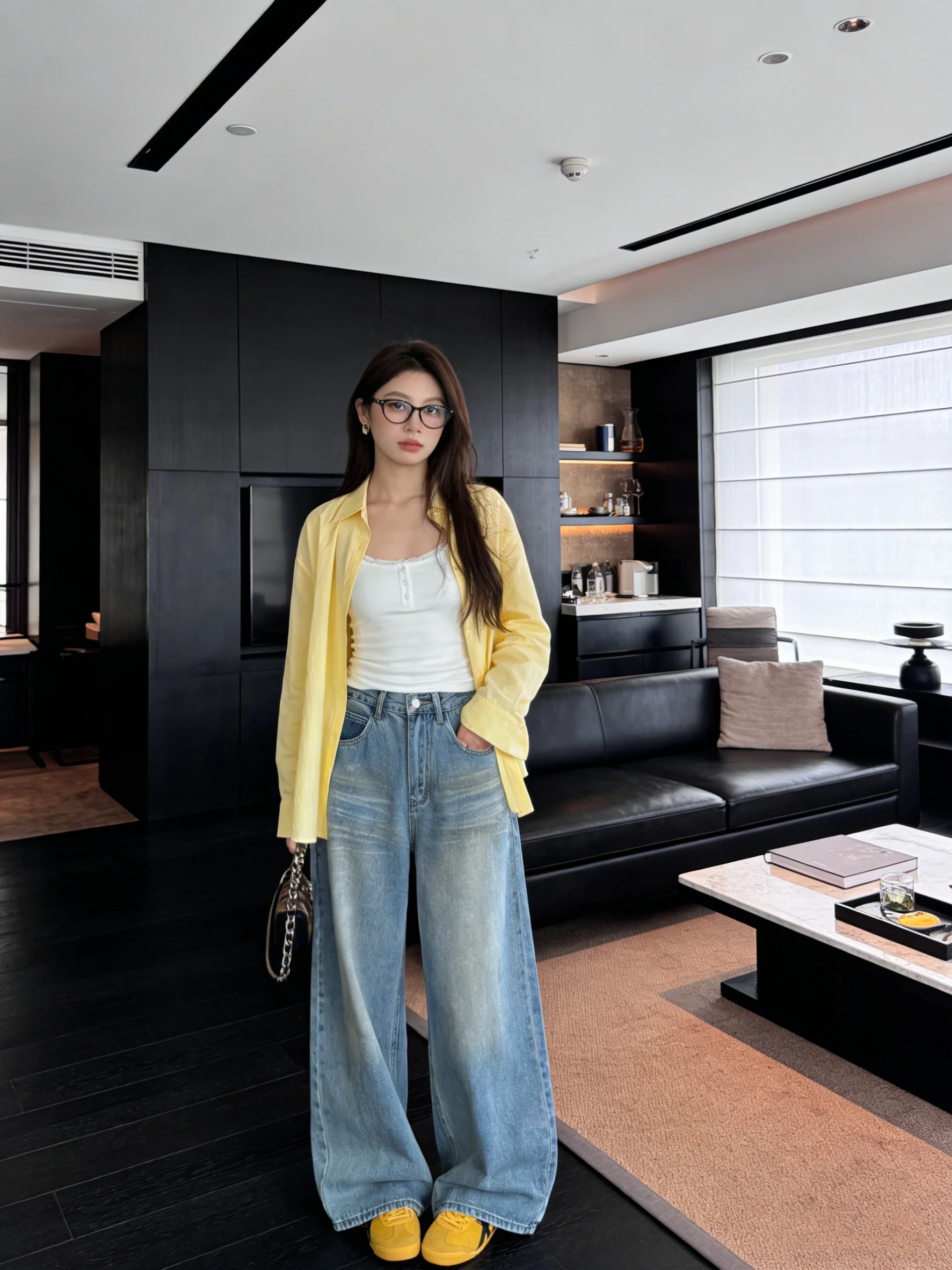 

High Waist Wide Leg American Sle Denim Jeans Women's Vintage Waed Casual Versatile Knife Pants Spring New Arrival