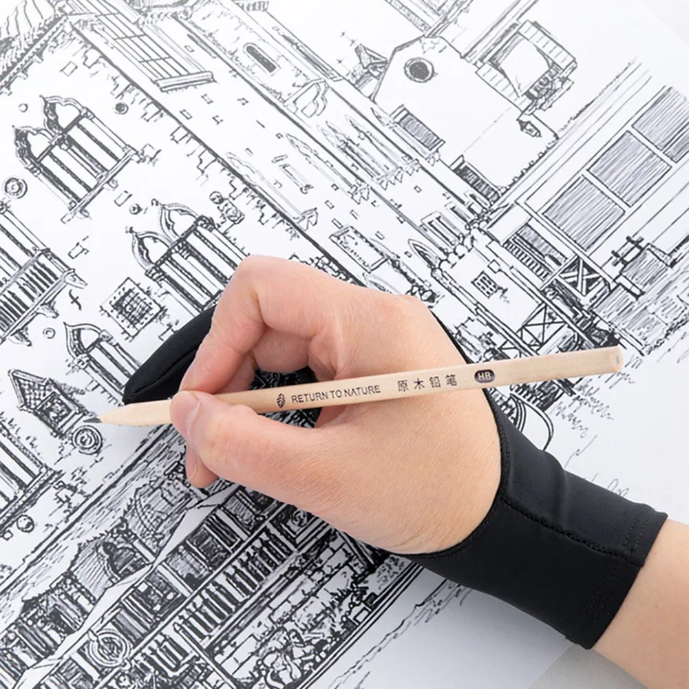 10 Pack Artist Drawing 2 Finger Anti-Fouling Drawing Gloves For Any Graphics Tablet Digital Drawing-N35R