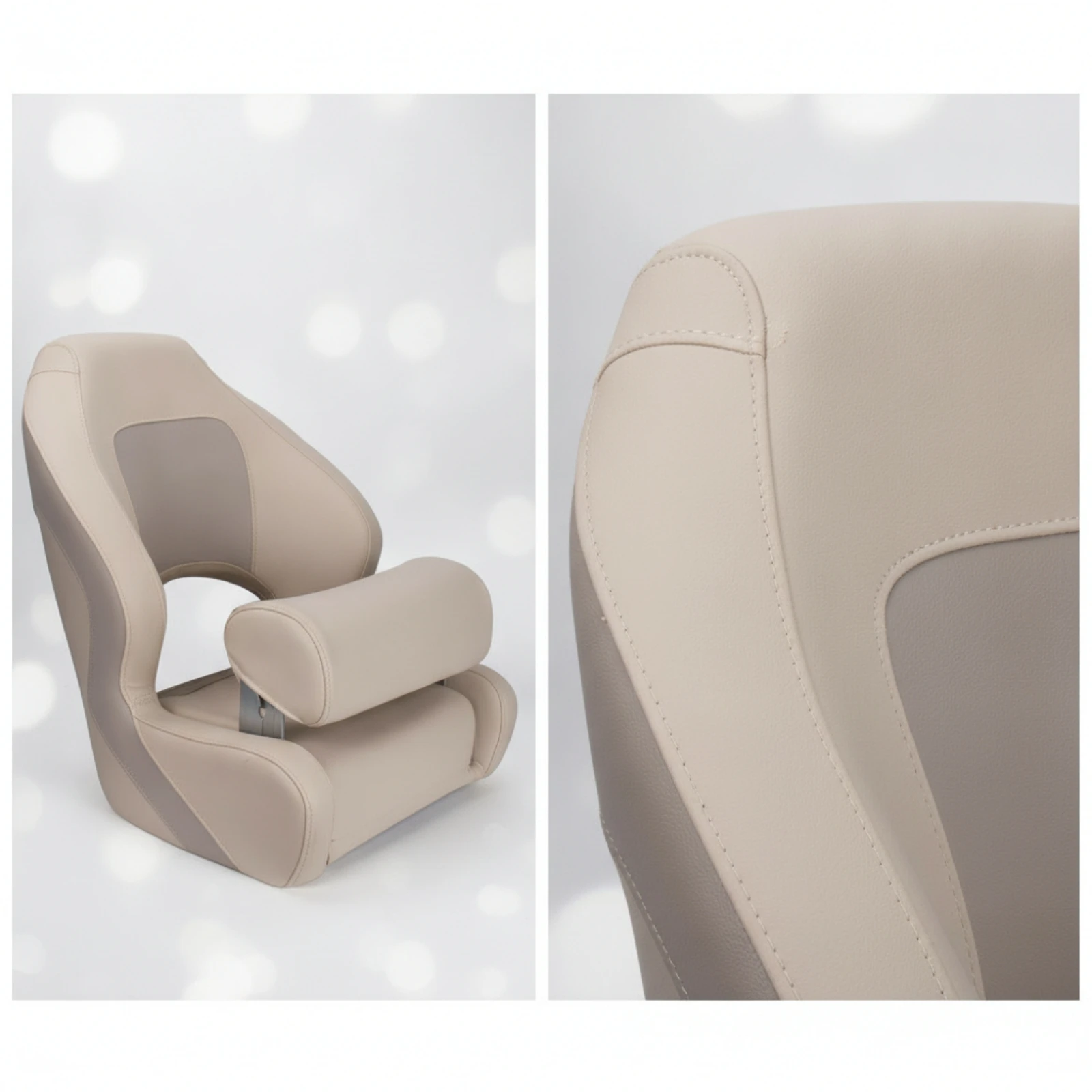 Helm Seat High-Back Boat Seat with Side Support Captain's Chair Two-Tone Furniture Resistant for Yachts