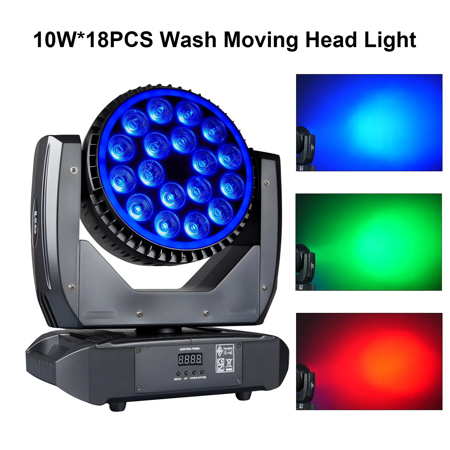 180W RGBW Moving Head Wash Light 15° Beam Strobe DMX512 Sound Activated for Bar KTV Wedding Parties Nightclubs DJ&Disco