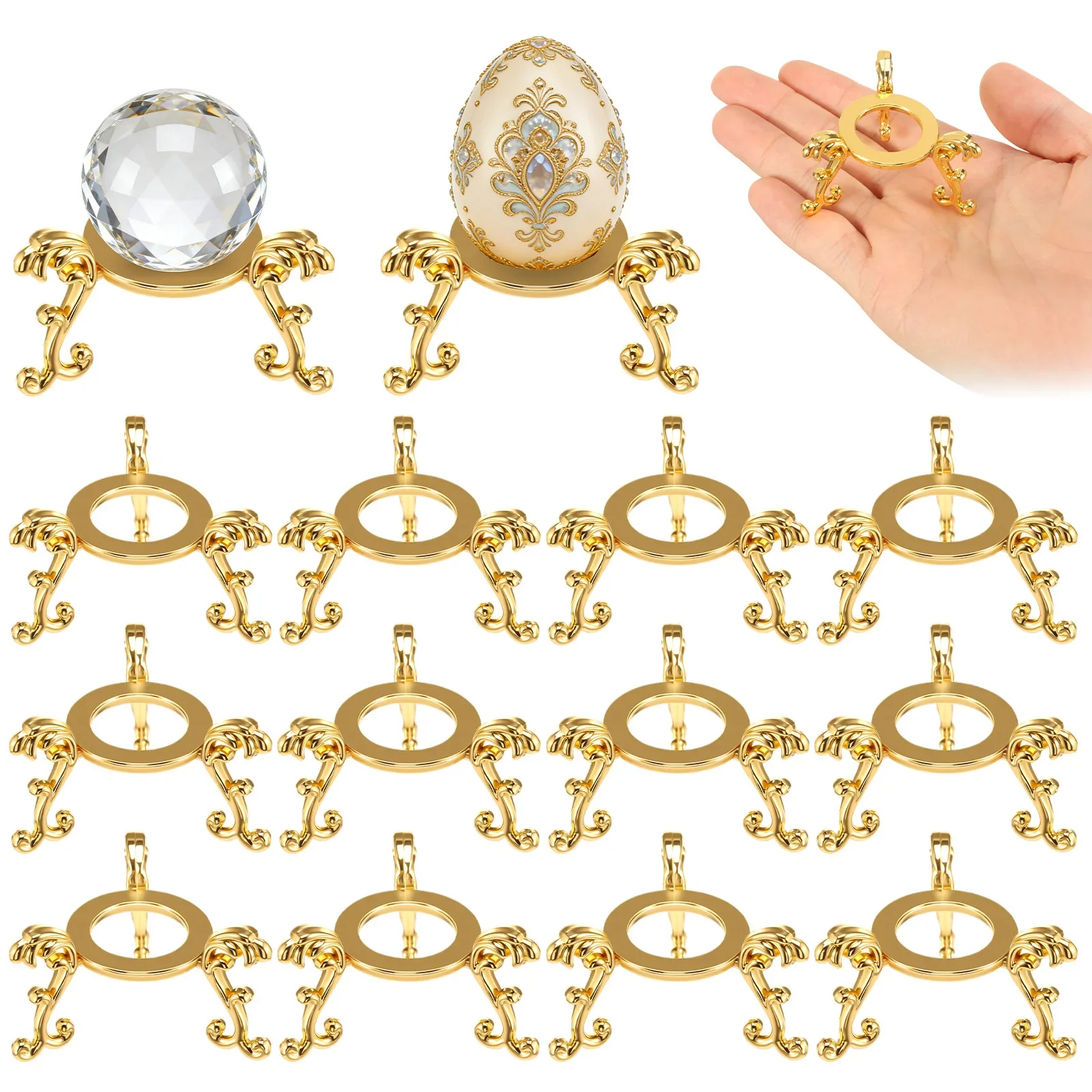 14Pcs Crystal Ball Base Handicraft Desktop Ornament Photography Props Metal Holder Sphere Stone Support Display Stand Home Decor