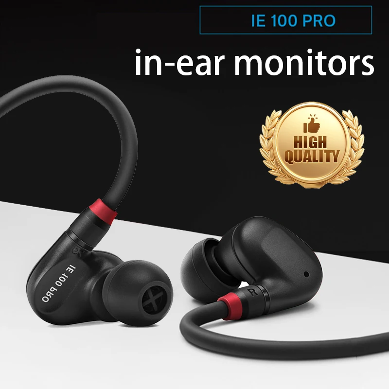 IE 100 Pro Dynamic In-Ear Wired Monitoring Headphones with Noise Isolation Detachable Cable for Music Production